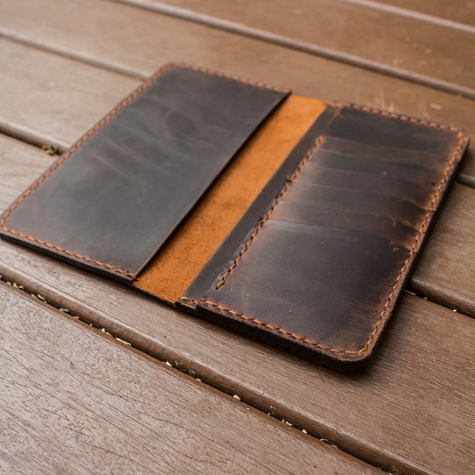 El Yapımı Hakiki Deri Cüzdan Telefon Kılıfı - Western