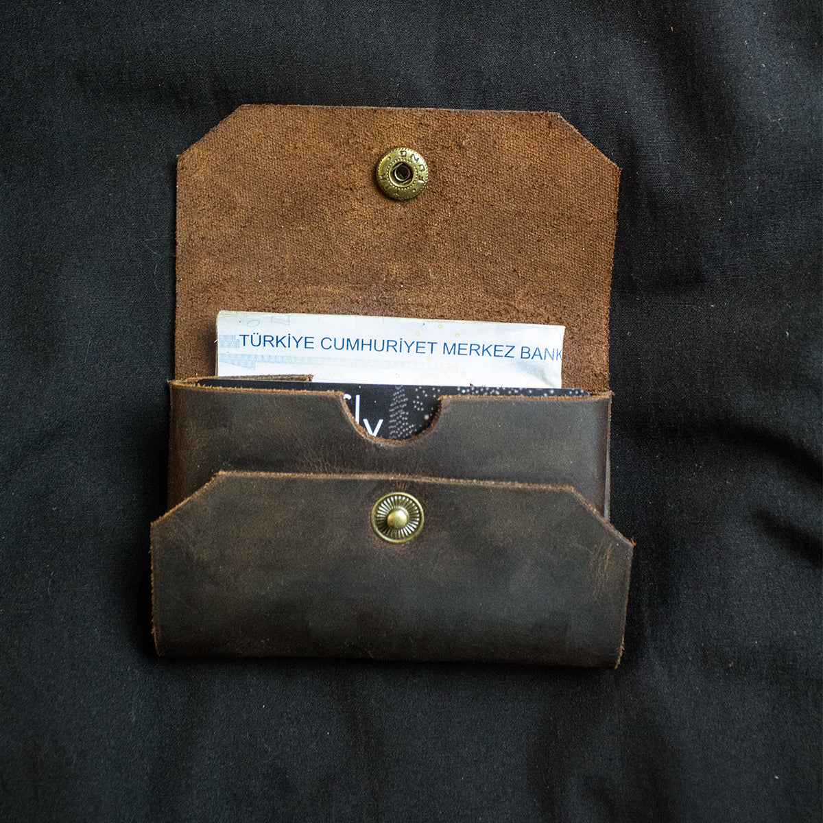 El Yapımı Hakiki Deri Cüzdan - Brave