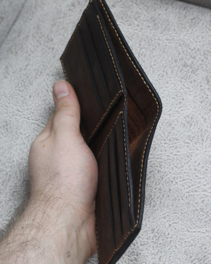 El Yapımı Hakiki Deri Cüzdan - Raven