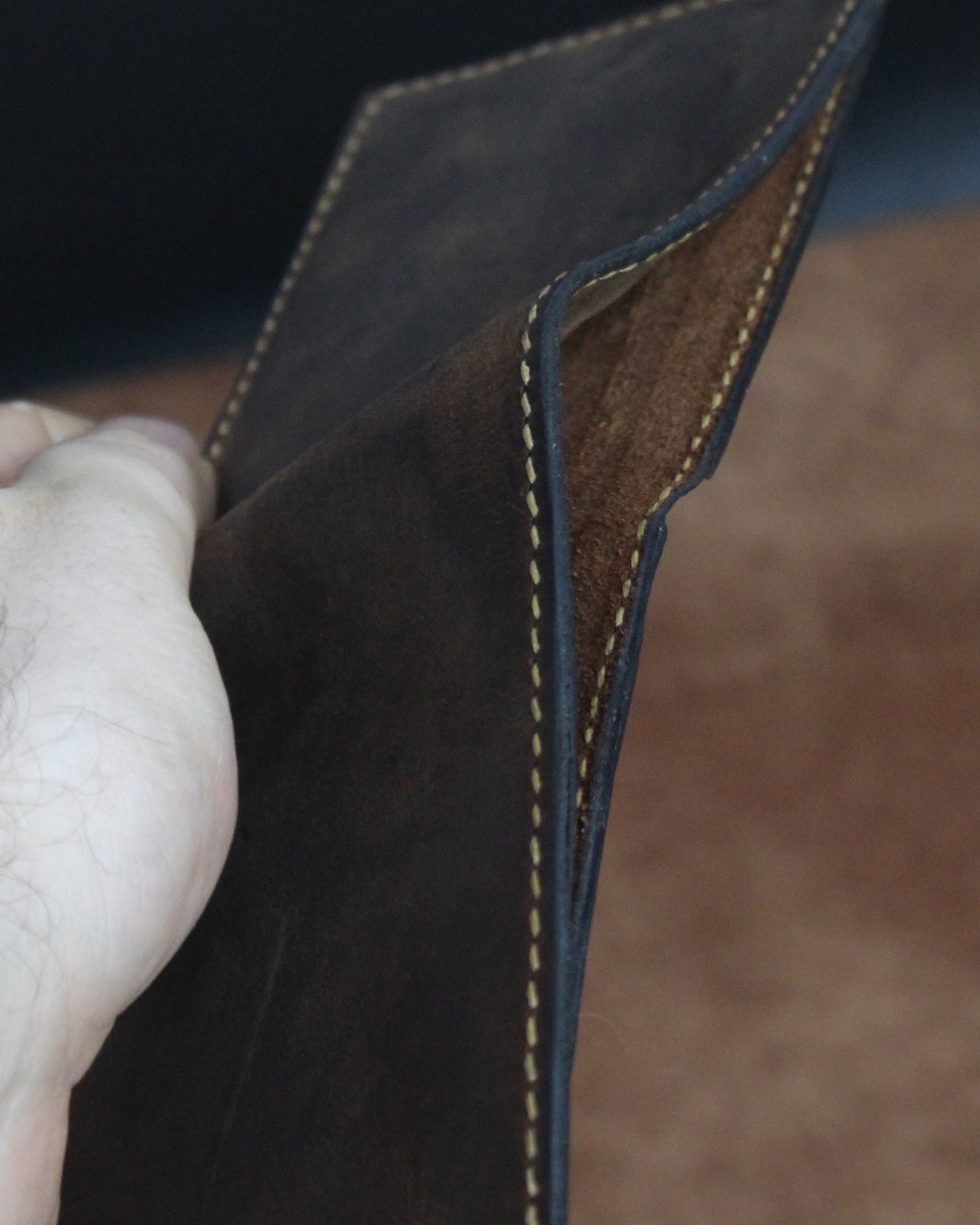 El Yapımı Hakiki Deri Cüzdan - Raven