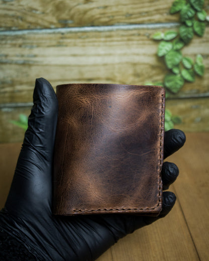 El Yapımı Hakiki Deri Cüzdan - Tetra