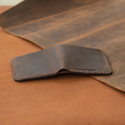 El Yapımı Hakiki Deri Cüzdan - Tetra