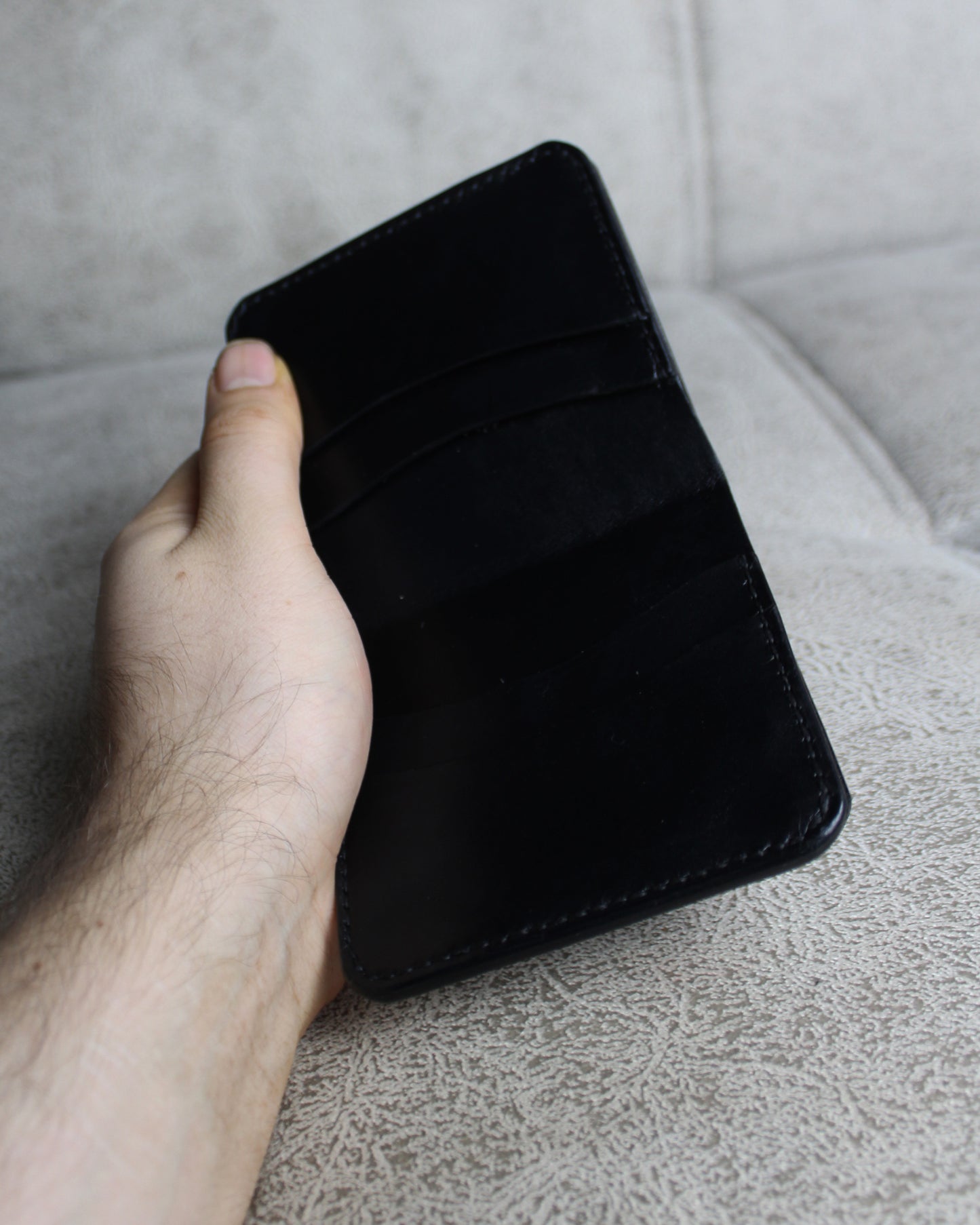 Full Vegetal El Yapımı Hakiki Deri Cüzdan - Tetra Siyah