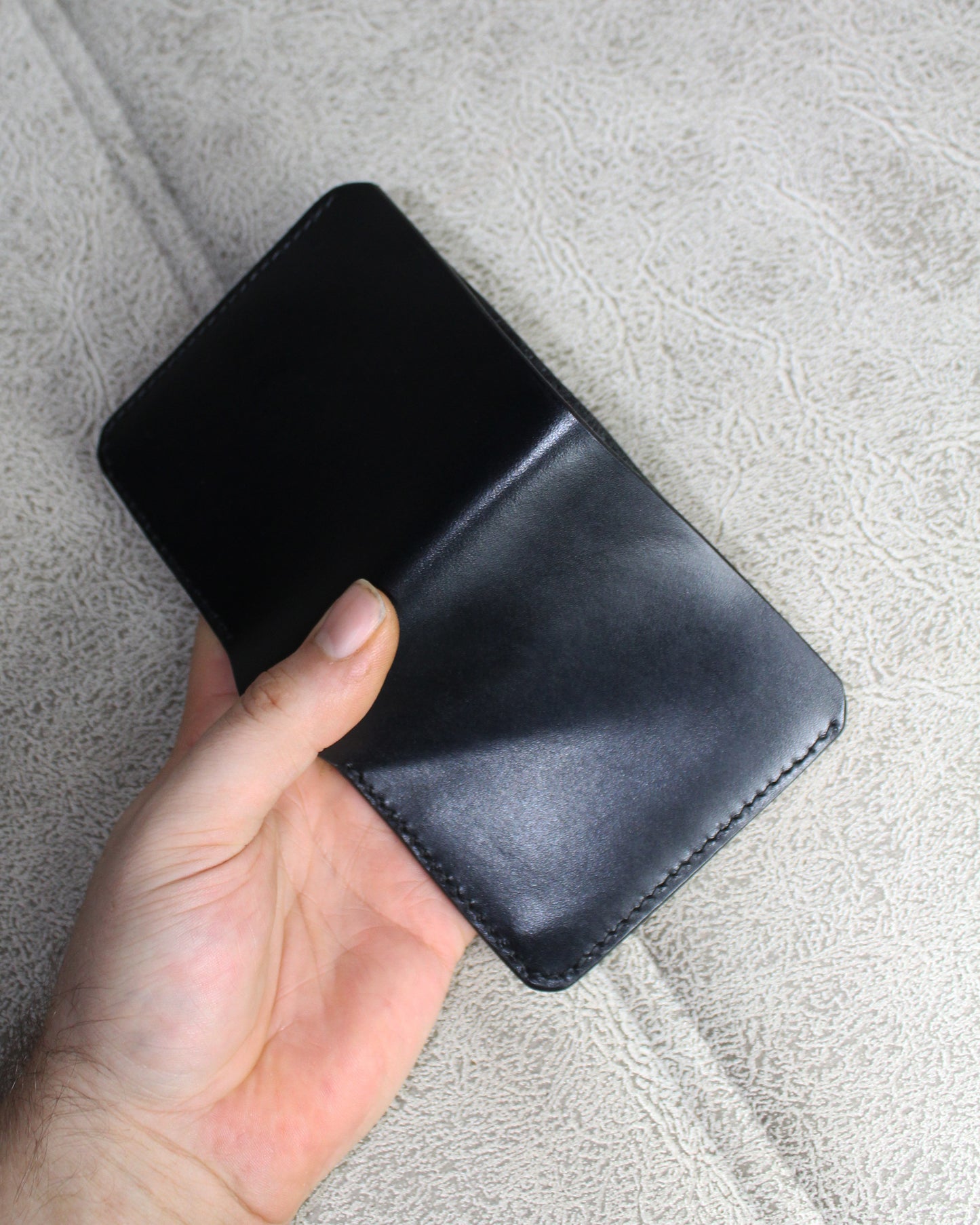 Full Vegetal El Yapımı Hakiki Deri Cüzdan - Tetra Siyah