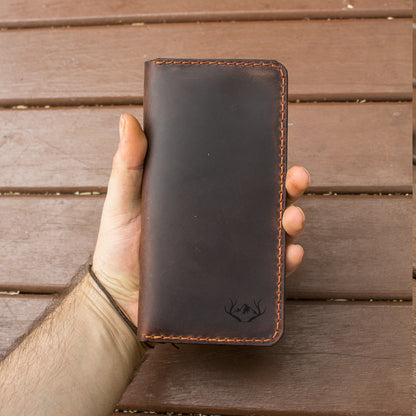 El Yapımı Hakiki Deri Cüzdan Telefon Kılıfı - Western