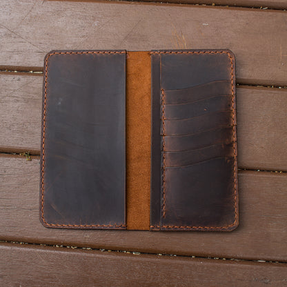 El Yapımı Hakiki Deri Cüzdan Telefon Kılıfı - Western